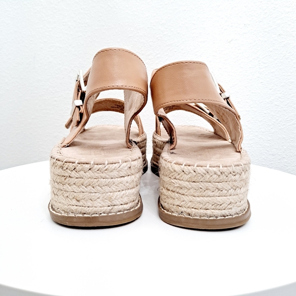 ASOS chunky platform flatform slingback faux leather tan summer sandals. - Picture 8 of 15